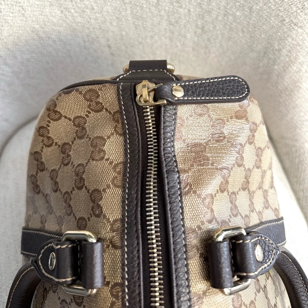 Authentic Gucci Joy Boston bag brown monogram coated canvas medium size